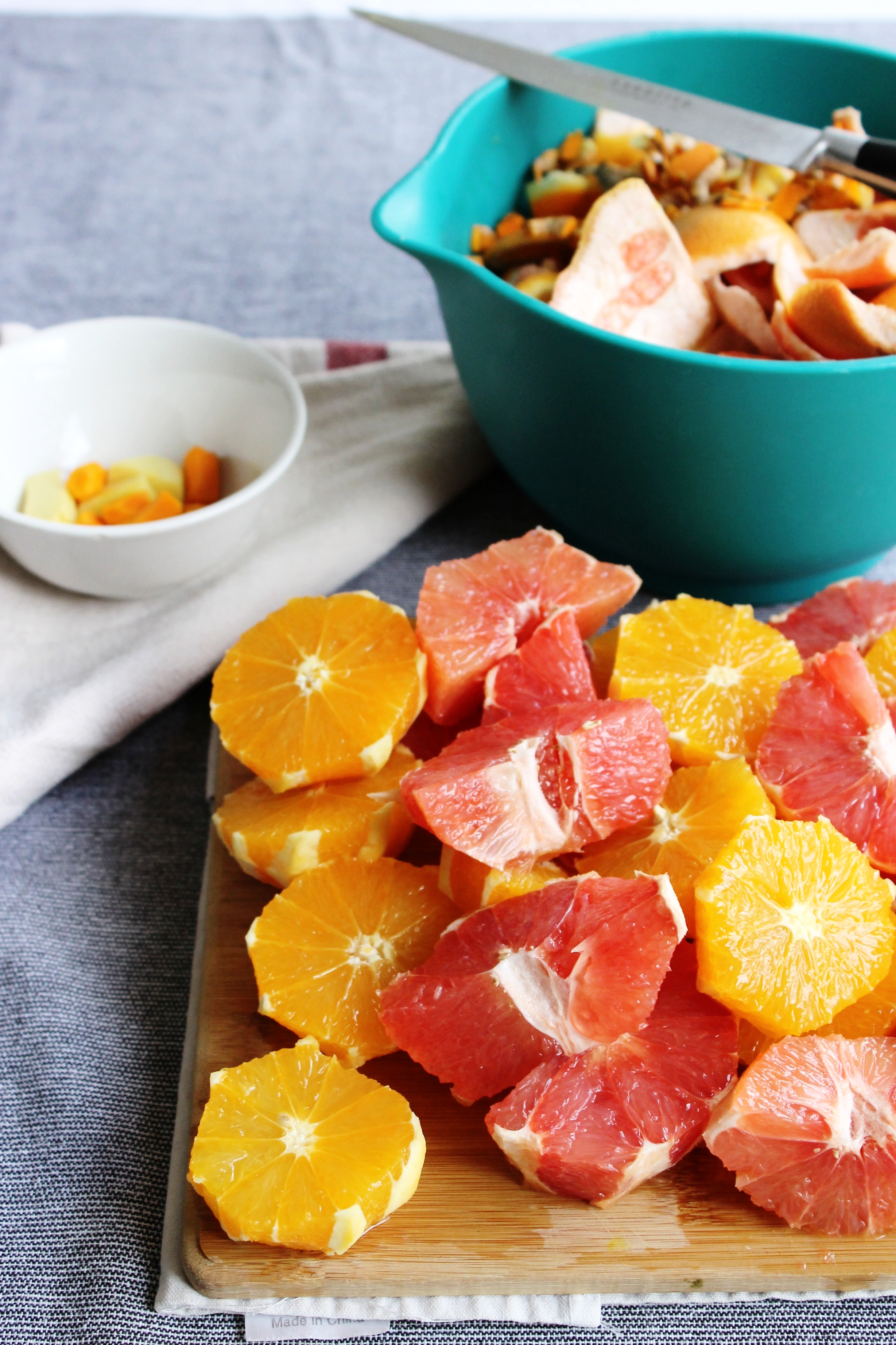 Uplifting orange and grapefruit juice with fresh turmeric and ginger | Beloved Kitchen