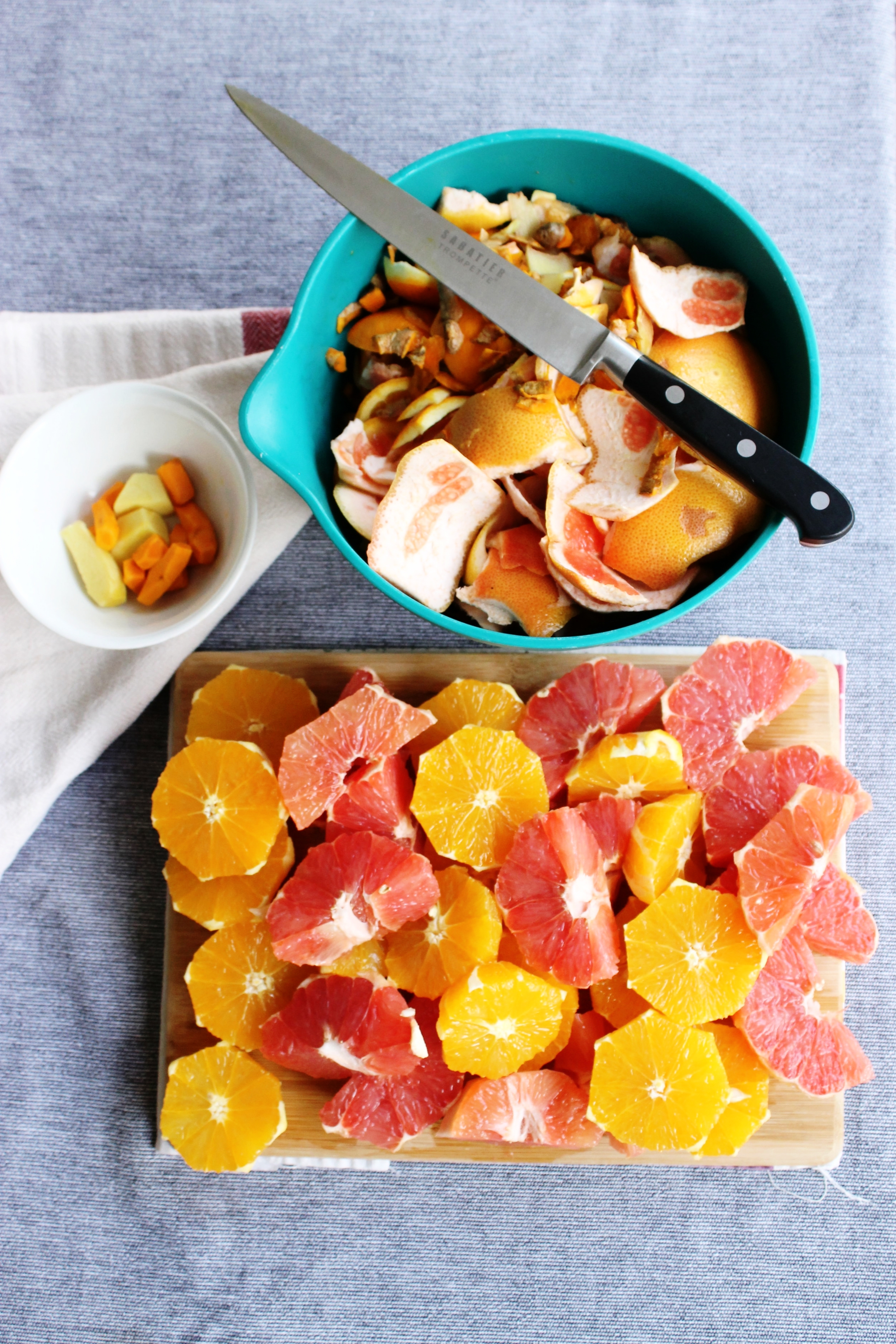 Uplifting orange and grapefruit juice with fresh turmeric and ginger | Beloved Kitchen