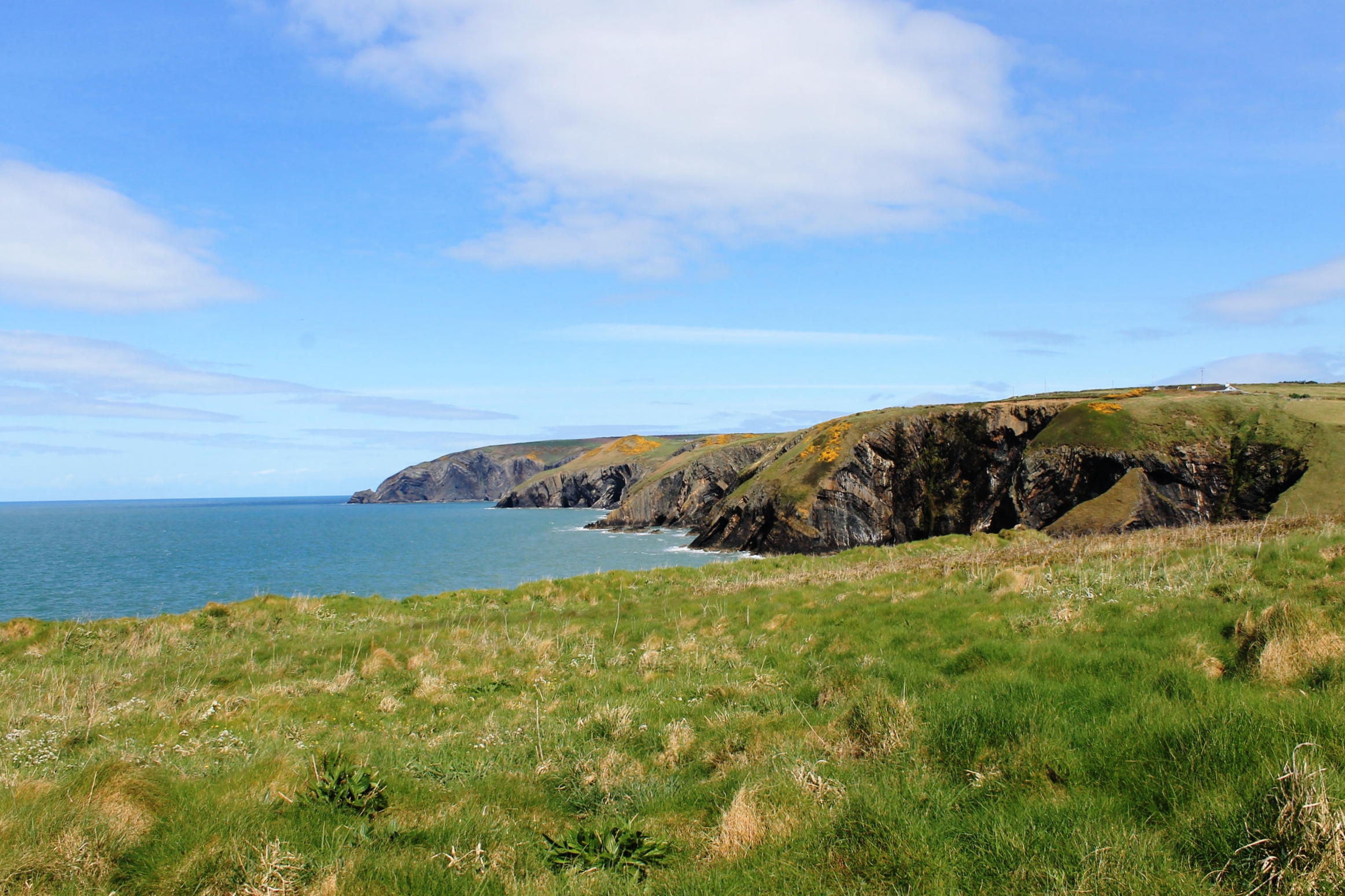 View of the Witches Cauldron on the Pembrokeshire Coast Path near Moylegrove, where we had a picnic on the grass