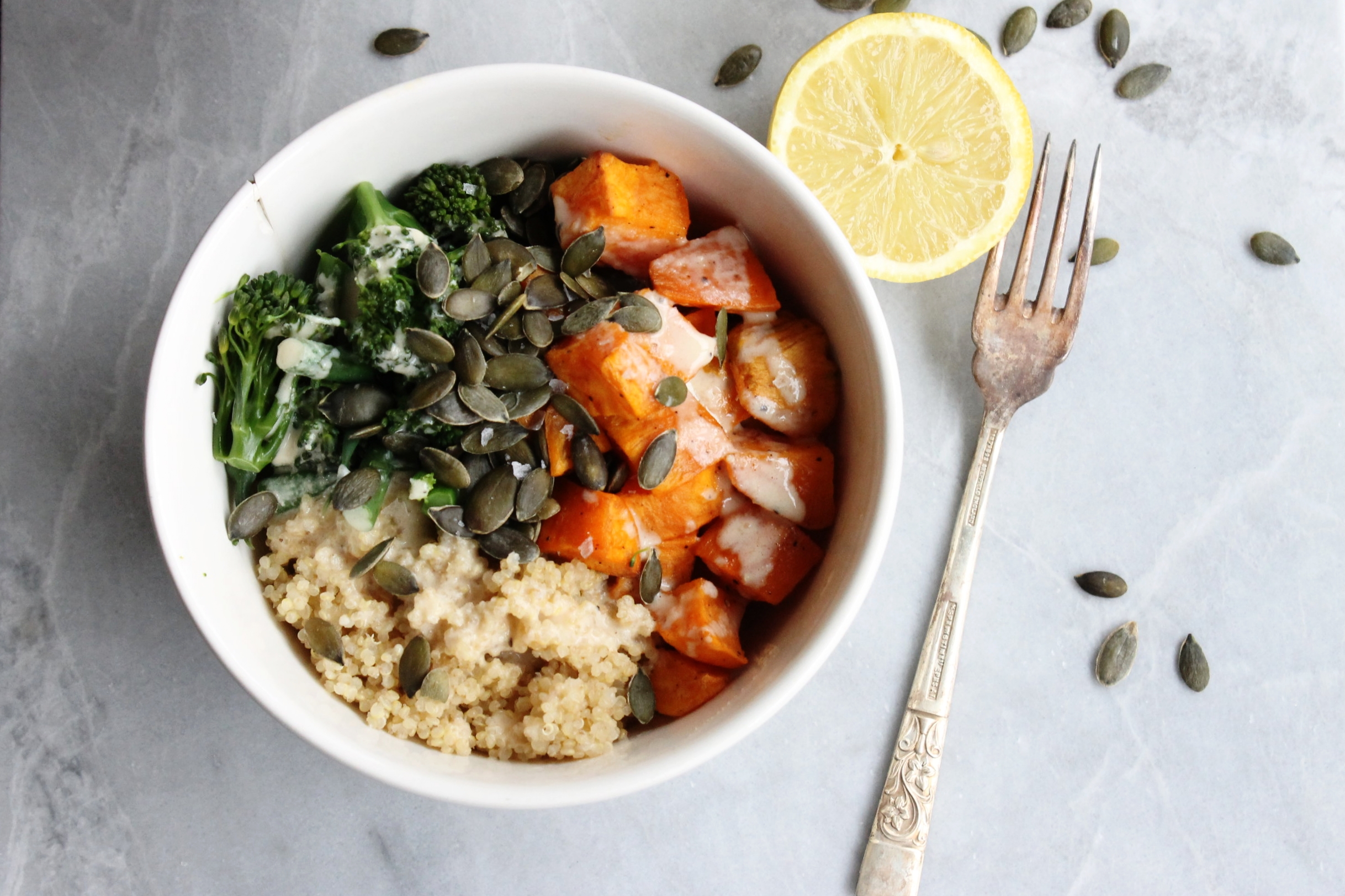 Sweet potato tahini quinoa bowls | Beloved Kitchen
