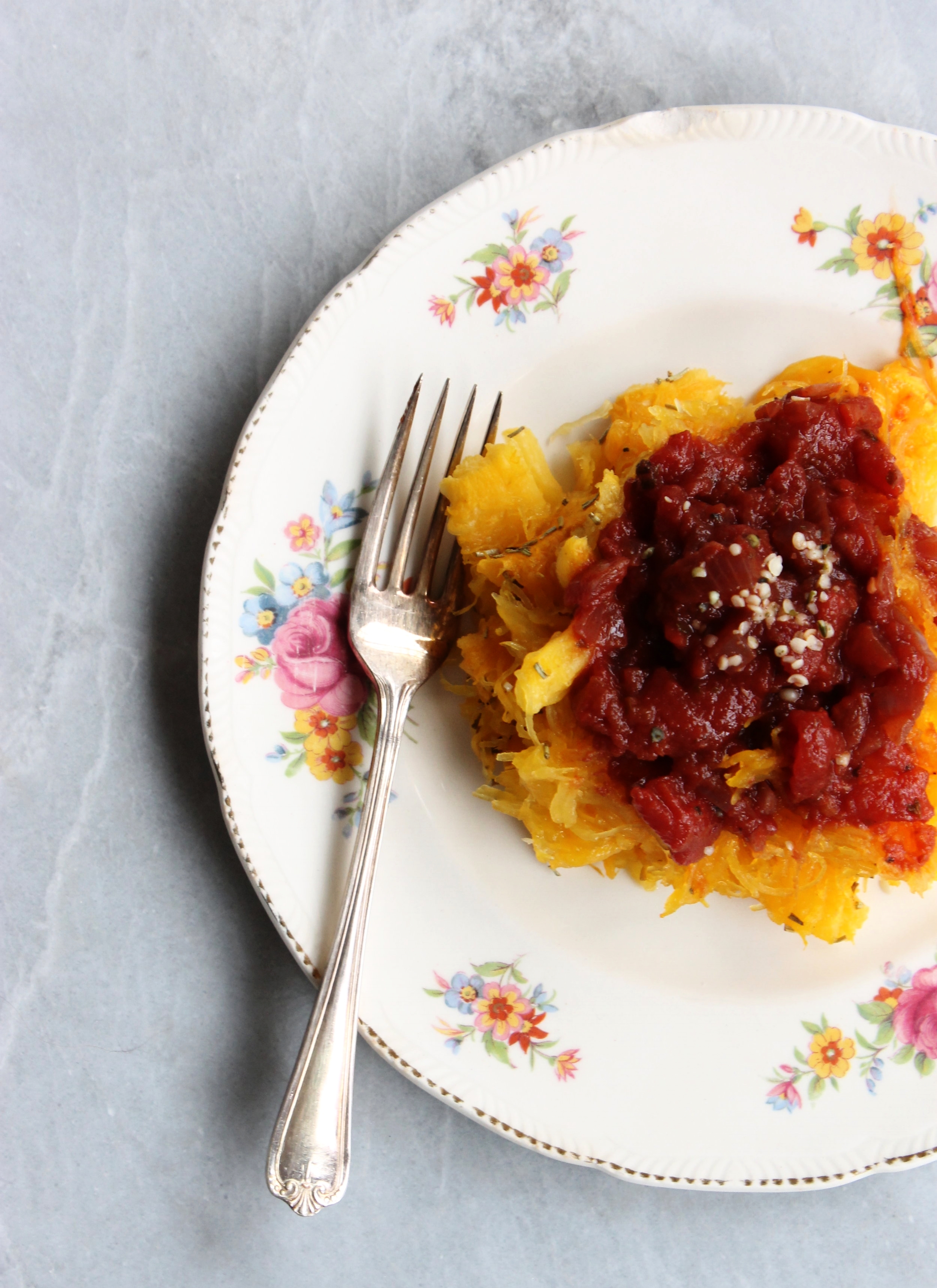 Spaghetti squash with red wine tomato sauce | Beloved Kitchen