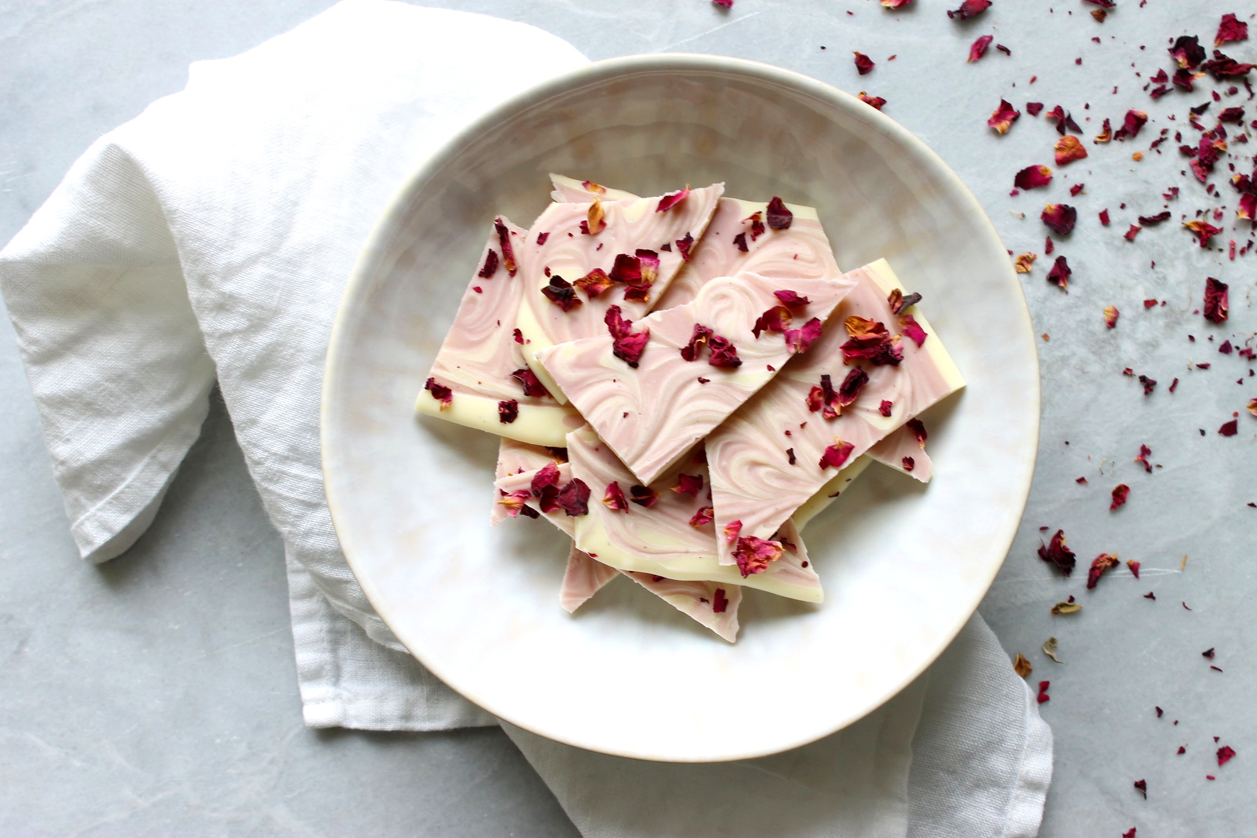 Maraschino cherry and rose white chocolate bark {gluten free}