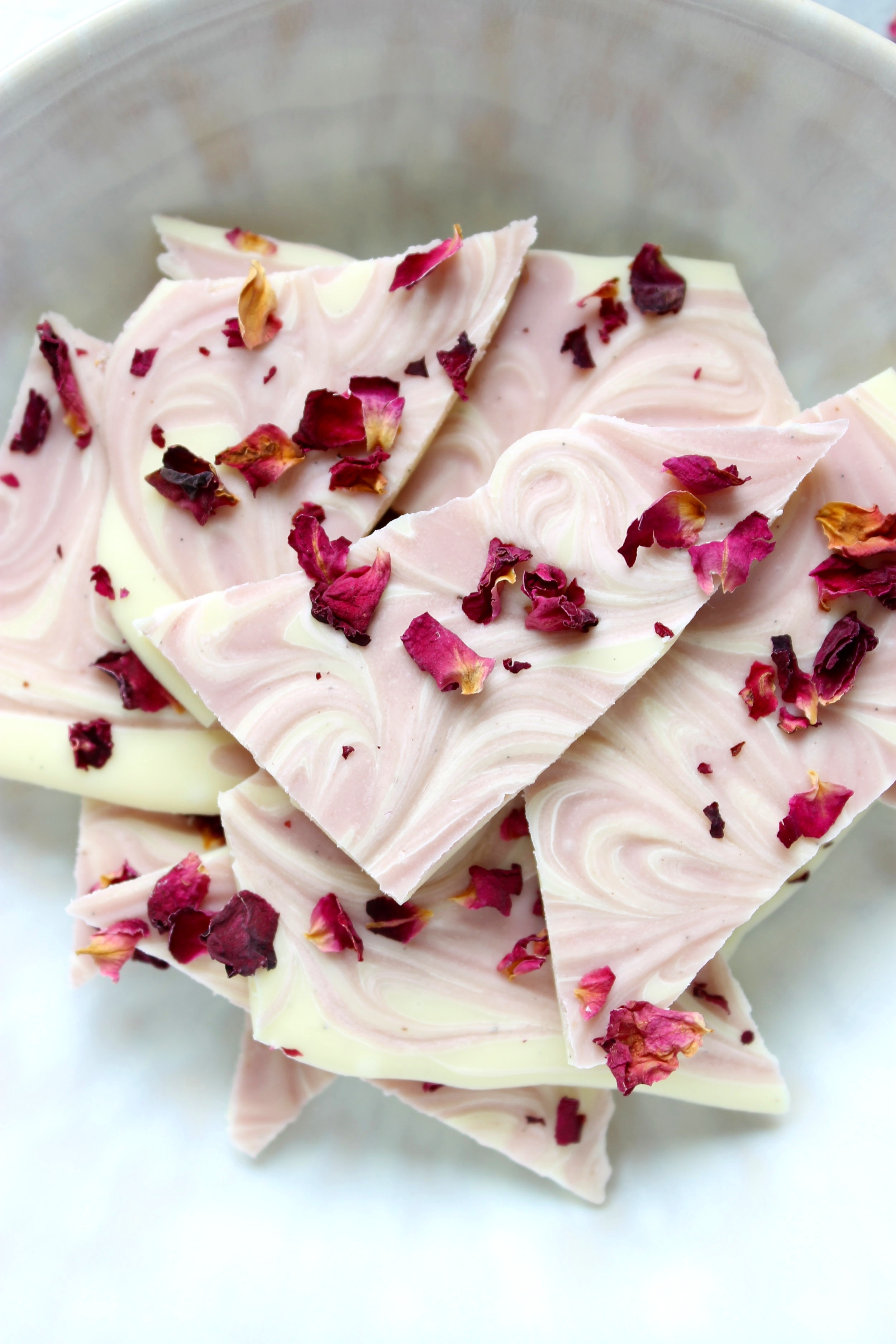 Maraschino cherry and rose white chocolate bark {gluten free}