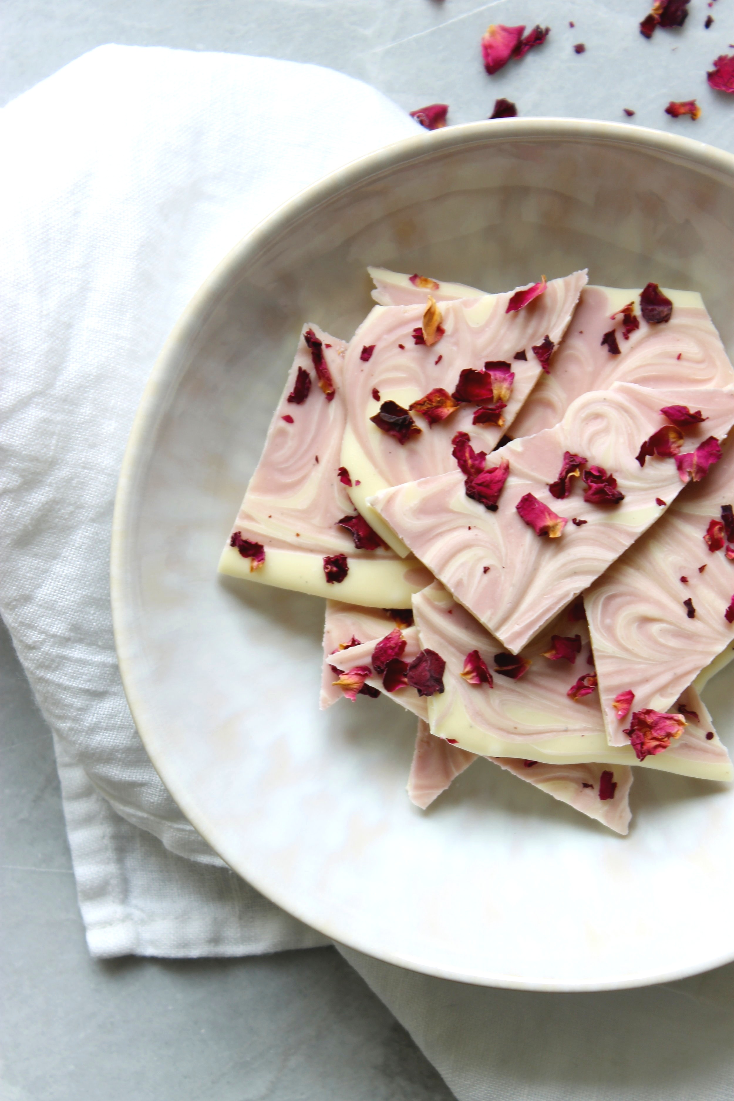 Maraschino cherry and rose white chocolate bark {gluten free}